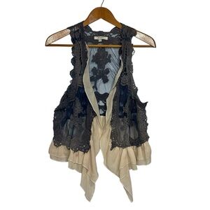 SOLD UMGEE Boho Lace Open Ruffle Vest XL/1XL Whimsigoth Grunge Hippie Festival